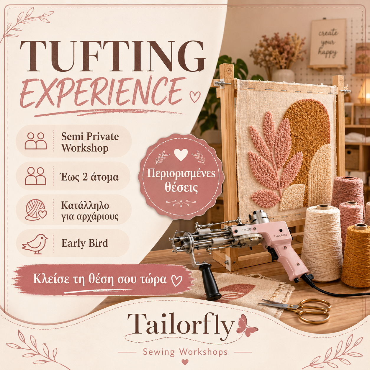 Tufting Experience – Semi Private Workshop για Αρχάριους