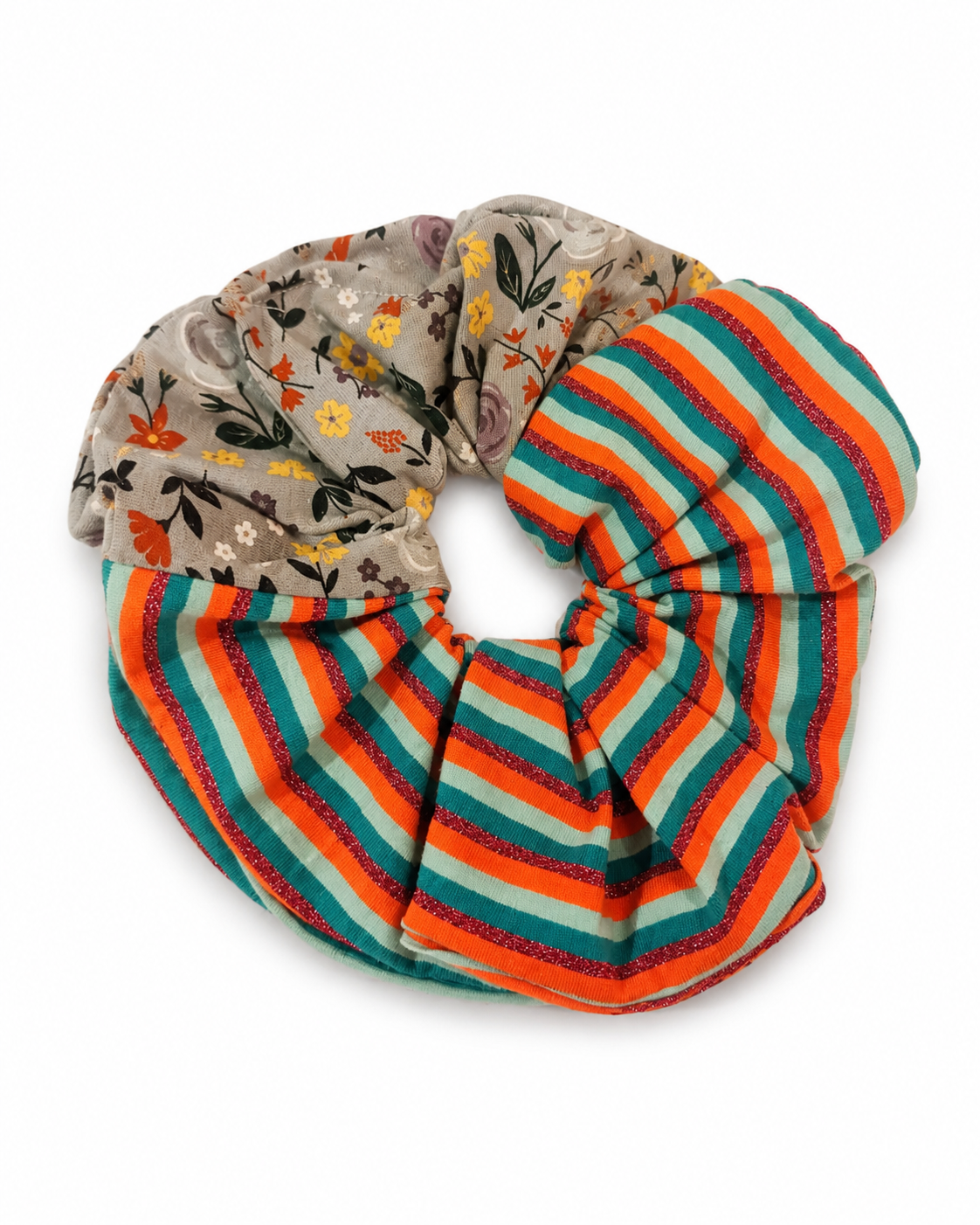 Scrunchie Floral Stripes – φλοράλ και πολύχρωμες ρίγες