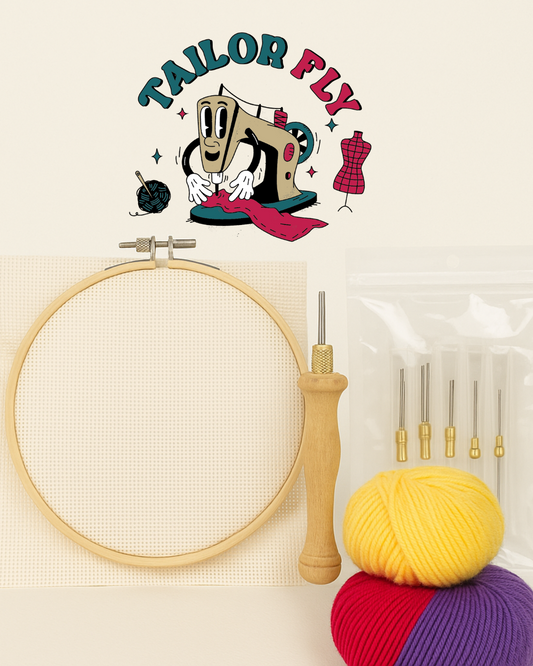 🎨 Punch Needle Kit με Σετ 4 Βελόνες – Pro Edition